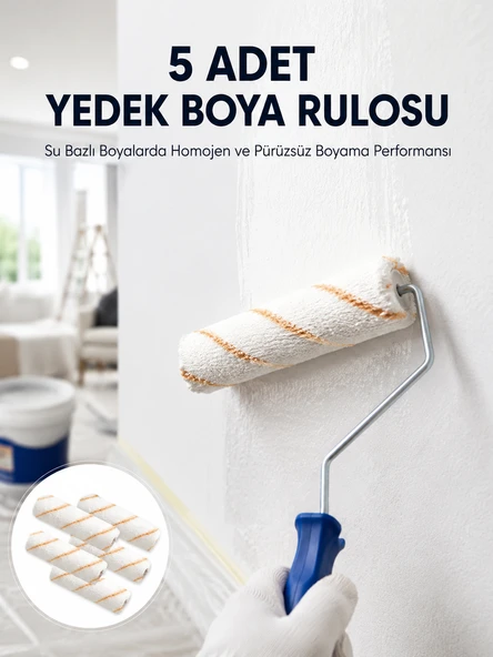 5’li Mini Rulo Boya Seti Duvar Tavan Emülsiyon Uygulama ürün görseli 1