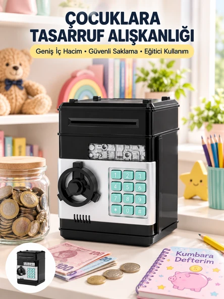 Otomatik Para Çeken Şifreli ATM Tasarımlı Kumbara ürün görseli 1