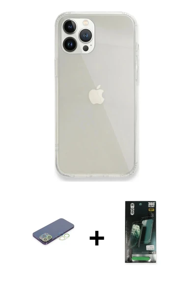 MARSİLYAN™- iPhone 13 Pro Max Kılıf Vadi Asil Prime - Şeffaf 360 Full Body Arka Koruyucu + Renkli Kamera Lens Koruma Cam ürün görseli 1