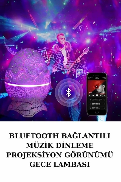 Dinozor Speaker Renk Değiştirme Projeksiyon Modu Bluetooth Hoparlör Gece Lambası ürün görseli 1