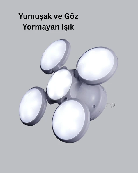 Solar Güneş Enerjili ve USB Şarjlı 5 Kanatlı LED Kamp Lambası - Resim 3