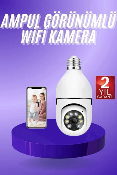 Güvenlik Kamerası Wi-Fi Özellikli 360 Derece Full Hd 1080p Ampül Kamera ürün görseli 1
