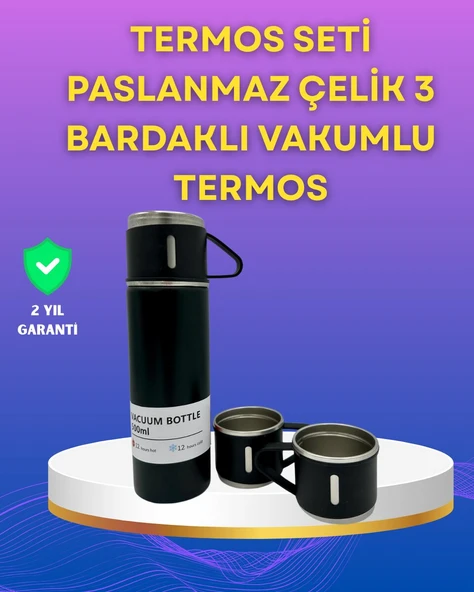 Çelik Termos Bardak Seti | 500 ml Kapasite, Kaymaz Taban, Hediye Kutulu ürün görseli 1