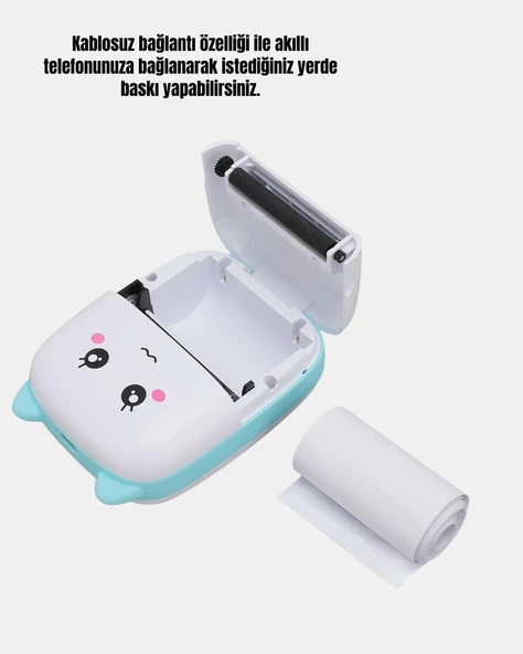 Mini Bluetooth Termal Yazıcı 1200mAh Şarjlı Taşınabilir - Resim 2