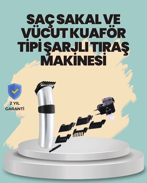 Profesyonel Erkek Tıraş Makinesi – Kablosuz, Paslanmaz Bıçaklı ve Tam Aksesuar ürün görseli 1