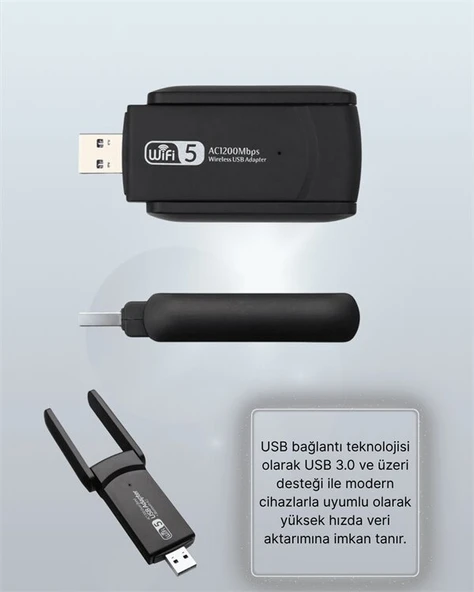 USB 3.0 Wireless Adaptör – 2.4GHz & 5GHz Destekli - Resim 5