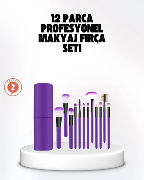 Kusursuz Makyaj İçin 12 Parça Profesyonel Fırça Seti Taşınabilir Kutu Hediyeli ürün görseli 1