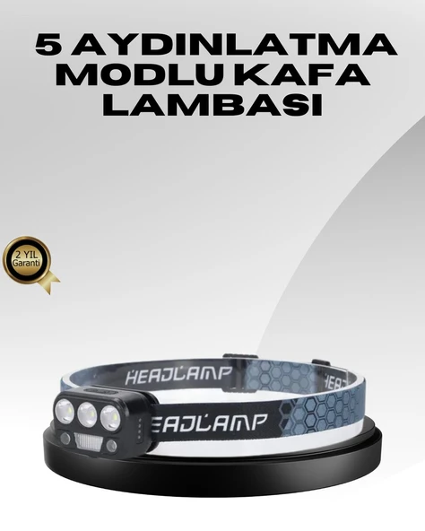 USB Şarjlı LED Kafa Lambası 300 Lümen Güç Göstergeli ürün görseli 1