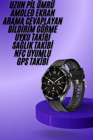 Amoled Ekran 3 Kordonlu Akıllı Saat 5.0 Bluetooth Bağlantılı Android ve İOS Uyumlu ürün görseli 1