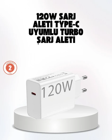 120W Güçlü Hızlı Şarj Adaptörü ve Type-C Kablo Seti – Güvenli Şarj Teknolojisi ürün görseli 1