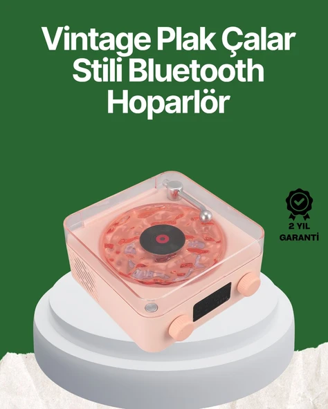 Vintage Tarz Bluetooth Hoparlör – Gece Işığı ve Zaman Göstergeli ürün görseli 1