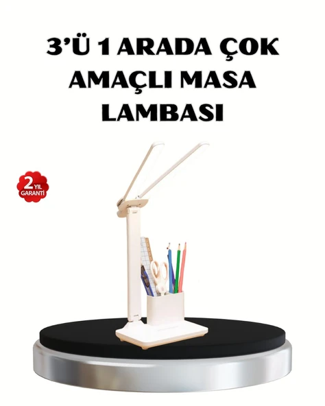Kalemlik ve Telefon Standlı Masa Lambası – Kısılabilir LED Işık, Göz Dostu Tasarım ürün görseli 1
