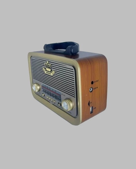 Eskitme Tasarımlı Ahşap Bluetooth Radyo LED Aydınlatmalı - Resim 3