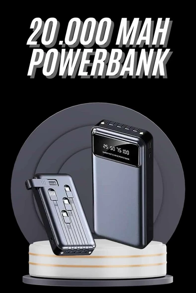 Hızlı Şarj Özellikli 20.000 Mah Dijital Göstergeli USB Girişli Android ve İOS Uyumlu Powerbank ürün görseli 1
