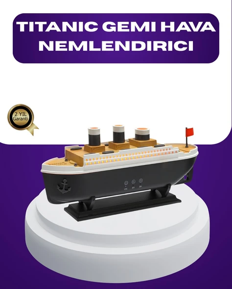Titanik Gemi Tasarımlı LED Işıklı Hava Nemlendirici Buhar Efektli Oda Difüzörü ürün görseli 1
