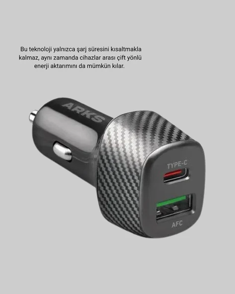 Araç Tipi Hızlı Şarj Adaptörü Type-C PD USB Çift Port Kompakt - Resim 2