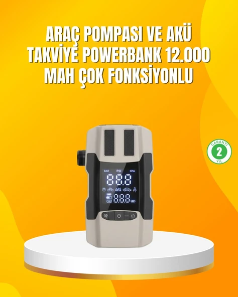 12.000 mAh Akü Takviye Powerbank Dahili Hava  Dijital Ekranlı ürün görseli 1