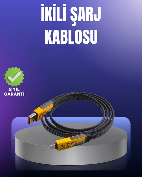 Evrensel Uyumluluklu Dayanıklı Metal Başlıklı Hızlı Şarj Kablosu ürün görseli 1