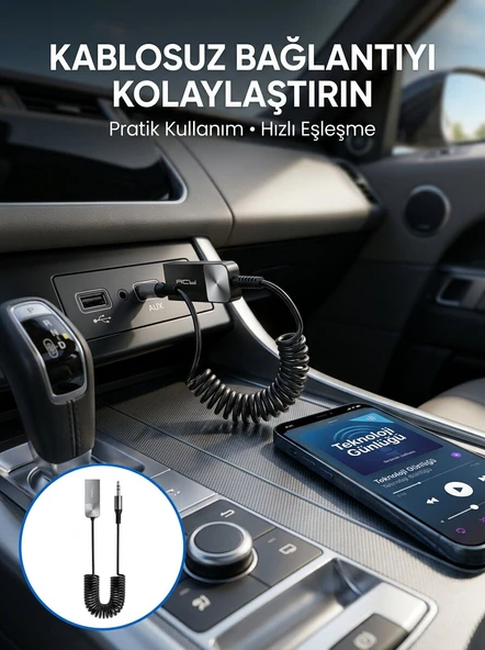 USB Bluetooth AUX Ses Adaptörü Kablosuz Müzik Aktarım Cihazı ürün görseli 1