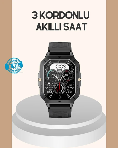 3 Kordonlu Akıllı Saat Uzun Pil Süreli ürün görseli 1