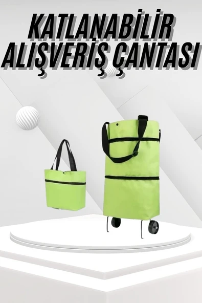 Katlanabilir Tekerlekli Pazar Market Çarşı Arabası Market Alışveriş Çantası ürün görseli 1