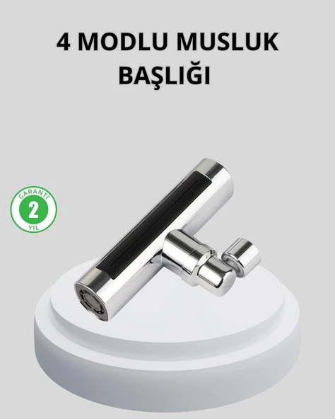 360° Dönebilen Musluk Başlığı 4 Fonksiyonlu Su Tasarruflu ve Dayanıklı ürün görseli 1