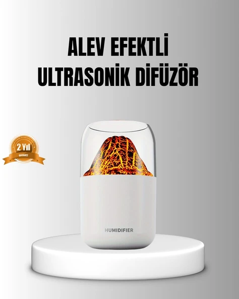 Alev Efektli Ultrasonik Uçucu Yağ Difüzörü 280ml Su Tanklı ve Sessiz Çalışma Özellikli ürün görseli 1