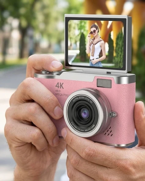 48 MP Dijital Kamera Flip Ekran 18x Zoom Vlog Selfie Kamera ürün görseli 1