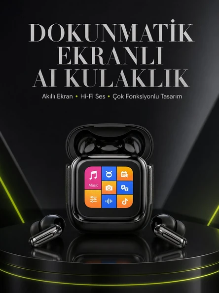 Yeni Nesil Dokunmatik Ekranlı AI Kablosuz Kulaklık ürün görseli 1