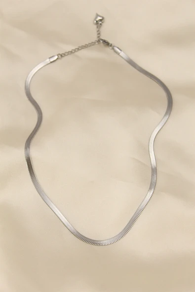 316L Çelik Silver Renk 45 cm İtalyan Zincir Model Kadın Kolye 5886 ürün görseli 1