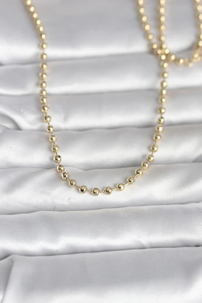 CM 14K Gold Renk Top Zincirli Model 60 cm Kadın Kolye 5886 ürün görseli 1