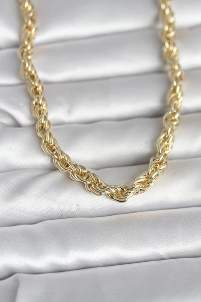 CM 14K Gold Renk Kalın Burgu Zincirli Model 60 cm Kadın Kolye 5886 ürün görseli 1