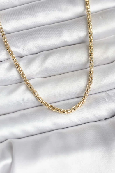 14K Gold Renk Kaplama Boru Zincir Model CM Kadın Kolye 5886 ürün görseli 1