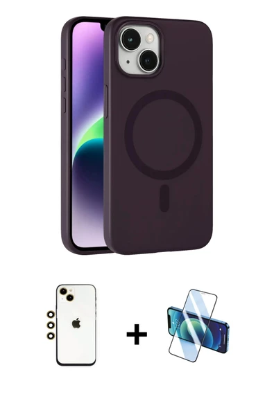 MARSİLYAN™- iPhone 14 Kılıf Çekirdek Modern Prime - Siyah 3D Antistatik Cam Ekran Koruyucu + Shine Kamera Lens - GD ürün görseli 1