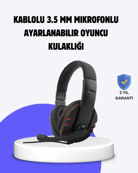 Kırmızı Kulaklık Mikrofonlu Ayarlanabilir Konforlu Tasarımlı ürün görseli 1