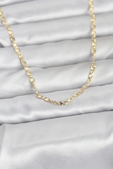 CM 14K Gold Renk Lazer Zincirli Model 60 cm Kadın Kolye 5886 ürün görseli 1