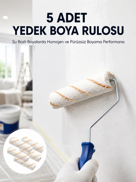 5 li Mini Rulo Boya Seti Duvar Tavan Emülsiyon Uygulama ürün görseli 1