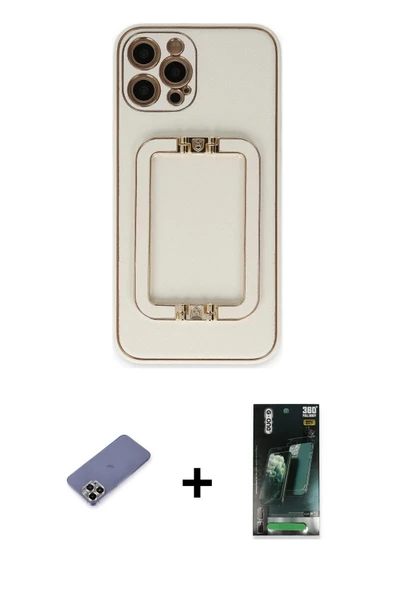 MARSİLYAN™- iPhone 12 Pro Kılıf Kozmos Minimal Prime - Siyah 360 Mat Full Body Arka Koruyucu + Metal Kamera Lens Koruma ürün görseli 1