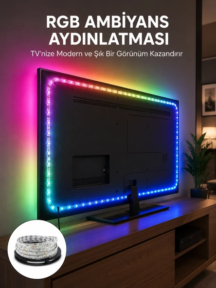 Müzikle Senkronize Led Şerit Tv Aydınlatma Yeni Nesil ürün görseli 1