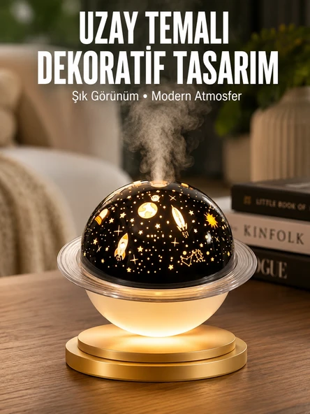 Aromaterapi Hava Nemlendirici Gece Lambası Uzay Model Satürn Oda Kokusu ürün görseli 1