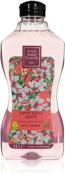 Eyüp Sabri Tuncer Doğal Zeytinyağlı Sıvı Sabun Japon Kiraz Çiçeği 1,5 L Pet Şişe ürün görseli 1