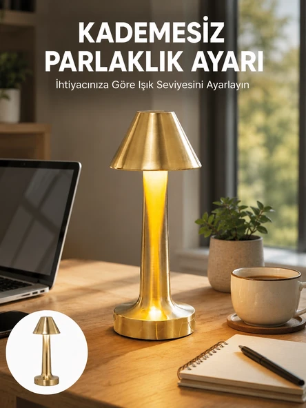 LED Masa Lambası 3 Renk Ayarlı Şarjlı Kablosuz Modern Tasarım Yeni Nesil ürün görseli 1