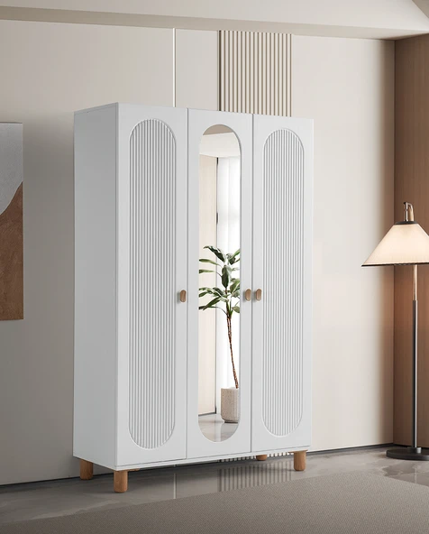 Pema Home Peri %100 Mdf Membran 3 Kapaklı Dolap Gardırop ürün görseli 1