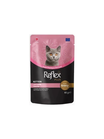 Reflex Plus Sos İçinde Et Parçacıklı Kuzu Etli Yavru Kedi Maması 85 gr x 6 adet ürün görseli 1