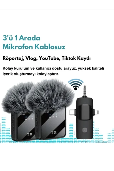 F11 Yüksek Kalite Profesyonel 3 In 1 Kablosuz Taşınabilir Yaka Mikrofonu Tüylü ürün görseli 1