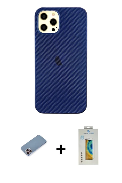 MARSİLYAN™- iPhone 12 Pro Max Kılıf Nova Çizgi - Siyah Polymer Nano Ekran Koruyucu + Shine Kamera Lens Koruma Cam - PE ürün görseli 1