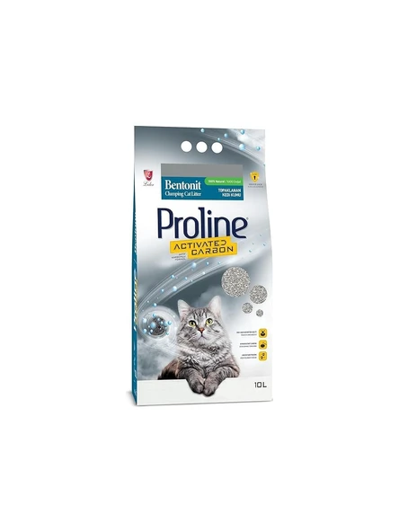 Proline Aktif Karbonlu Topaklanan Kedi Kumu 10 lt Koku Giderici ve Etkili Topaklanma Özelliği ürün görseli 1