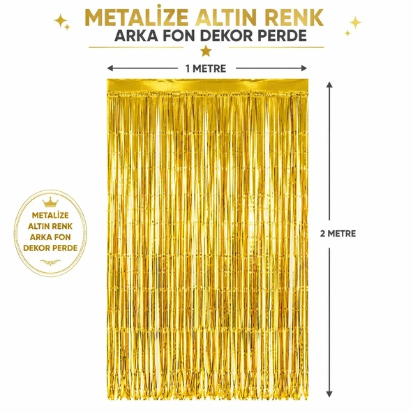 Gold Metalize Parti Perdesi 100X200 Cm – Kapı Ve Arka Fon Perdesi ürün görseli 1