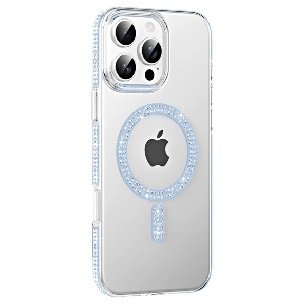 İphone 16 Pro Max Move Taşlı Magsafe Kapak - Mavi ürün görseli 1