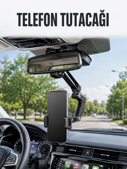 Araç Dikiz Aynası Telefon Tutucu Ayarlanabilir Katlanabilir Navigasyon Telefon Standı ürün görseli 1